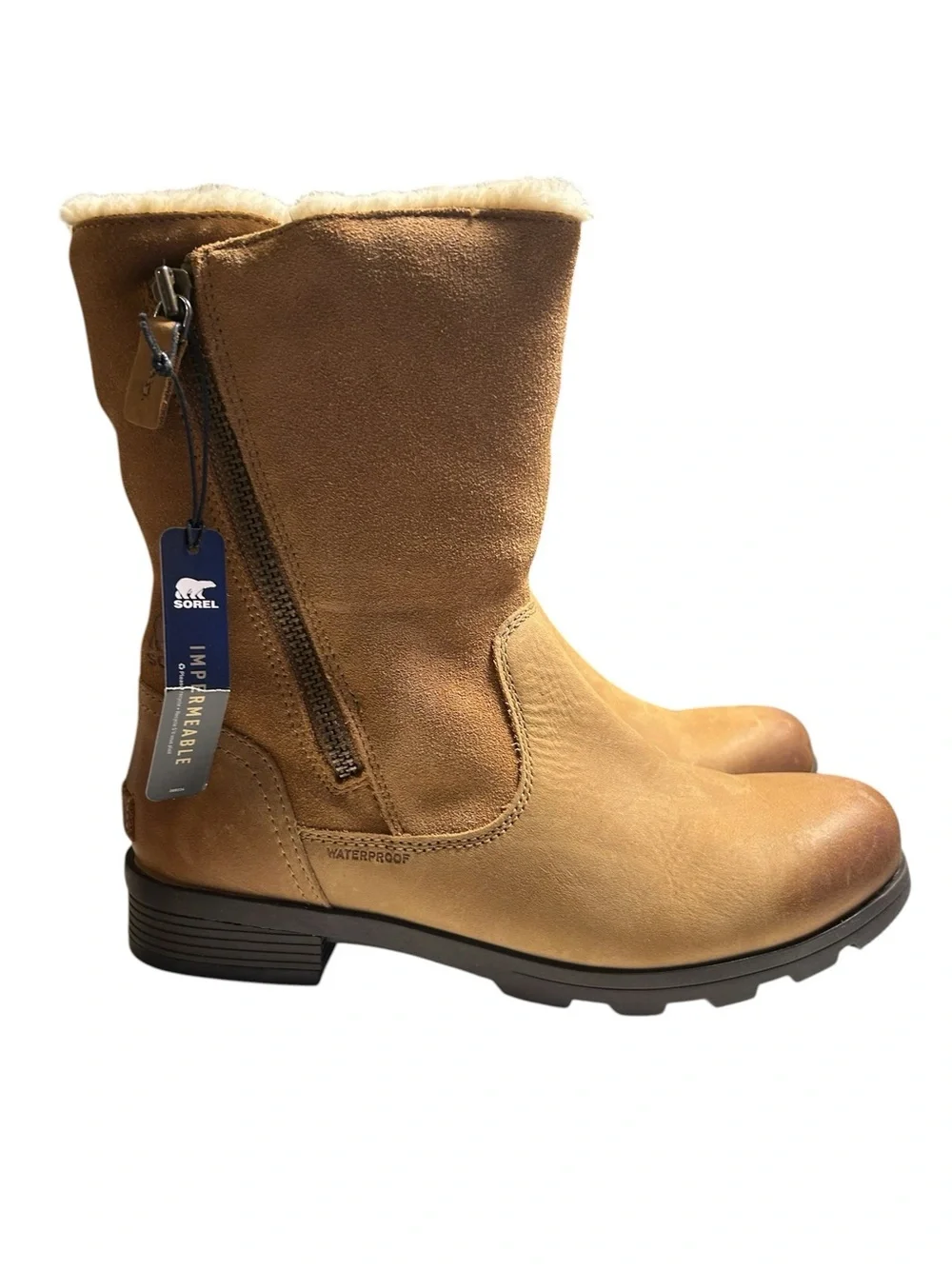 SOREL Emelie Fold Over Waterproof Boots NWT Camel Size 8.5 Cabin Core Gorp Core
